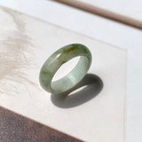 17.5mm A-Grade Natural Light Green Jadeite Abacus Ring Band No.161930