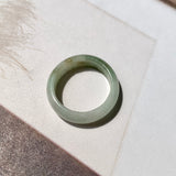 17.5mm A-Grade Natural Light Green Jadeite Abacus Ring Band No.161930