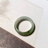 17.5mm A-Grade Natural Light Green Jadeite Abacus Ring Band No.161930