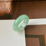17.5mm A-Grade Natural Moss On Snow Jadeite Ring Band No. 162565