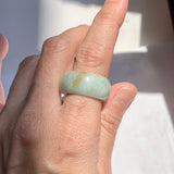 19.3mm A-Grade Natural Light Green Jadeite Ring Band No: 161560