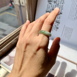 17.5mm A-Grade Natural Light Green Jadeite Abacus Ring Band No.161930