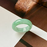 17.5mm A-Grade Natural Moss On Snow Jadeite Ring Band No. 162565