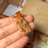 A-Grade Natural Red Brown Jadeite Dragon Pendant No.170678