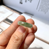 17.5mm A-Grade Natural Light Green Jadeite Abacus Ring Band No.161930