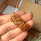 A-Grade Natural Red Brown Jadeite Dragon Pendant No.170678