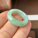 17.5mm A-Grade Natural Moss On Snow Jadeite Ring Band No. 162565