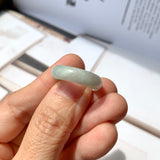 17.5mm A-Grade Natural Light Green Jadeite Abacus Ring Band No.161930