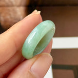 17.5mm A-Grade Natural Moss On Snow Jadeite Ring Band No. 162565