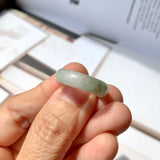 17.5mm A-Grade Natural Light Green Jadeite Abacus Ring Band No.161930