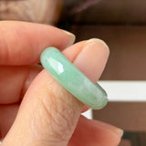17.5mm A-Grade Natural Moss On Snow Jadeite Ring Band No. 162565