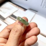 17.5mm A-Grade Natural Light Green Jadeite Abacus Ring Band No.161930