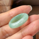 17.5mm A-Grade Natural Moss On Snow Jadeite Ring Band No. 162565