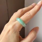 17.5mm A-Grade Natural Moss On Snow Jadeite Ring Band No. 162565
