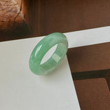 17.4mm A-Grade Natural Moss On Snow Jadeite Ring Band No. 162566
