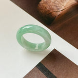 17.4mm A-Grade Natural Moss On Snow Jadeite Ring Band No. 162566