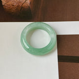 17.4mm A-Grade Natural Moss On Snow Jadeite Ring Band No. 162566