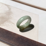 17.5mm A-Grade Natural Light Green Jadeite Abacus Ring Band No.161930