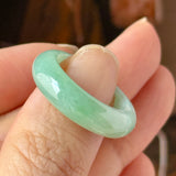 17.4mm A-Grade Natural Moss On Snow Jadeite Ring Band No. 162566
