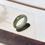 17.5mm A-Grade Natural Light Green Jadeite Abacus Ring Band No.161930
