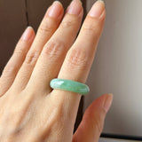 17.4mm A-Grade Natural Moss On Snow Jadeite Ring Band No. 162566