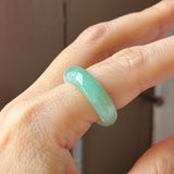 17.4mm A-Grade Natural Moss On Snow Jadeite Ring Band No. 162566