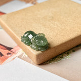A-Grade Natural Bluish Green Jadeite Ox Pendant No.220366