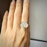 16.7mm Icy A-Grade Natural Jadeite Tang Horse Flip Ring No. 162412