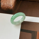 16.8mm A-Grade Natural Moss On Snow Jadeite Ring Band No. 162567