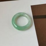 16.8mm A-Grade Natural Moss On Snow Jadeite Ring Band No. 162567