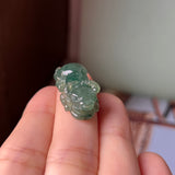 A-Grade Natural Bluish Green Jadeite Ox Pendant No.220366