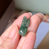 A-Grade Natural Bluish Green Jadeite Ox Pendant No.220366
