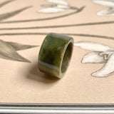 17.2mm A-Grade Natural Earthy Tone Jadeite Archer Ring Band No. 161925