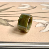 17.2mm A-Grade Natural Earthy Tone Jadeite Archer Ring Band No. 161925