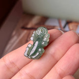 A-Grade Natural Bluish Green Jadeite Ox Pendant No.220366