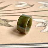 17.2mm A-Grade Natural Earthy Tone Jadeite Archer Ring Band No. 161925