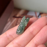 A-Grade Natural Bluish Green Jadeite Ox Pendant No.220366