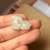 A-Grade Natural Light Grey Green Jadeite Goat Pendant No.170978