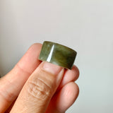 17.2mm A-Grade Natural Earthy Tone Jadeite Archer Ring Band No. 161925