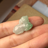 A-Grade Natural Light Grey Green Jadeite Goat Pendant No.170978