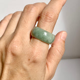 19.3mm A-Grade Natural Light Green Jadeite Ring Band No: 161555