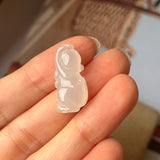 A-Grade Natural White Jadeite Monkey Pendant No.170676