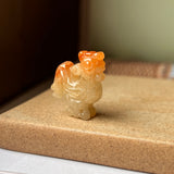 A-Grade Natural Orangey Red Jadeite Rooster Pendant No.171381