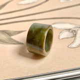 17.2mm A-Grade Natural Earthy Tone Jadeite Archer Ring Band No. 161926