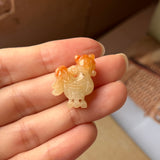 A-Grade Natural Orangey Red Jadeite Rooster Pendant No.171381