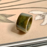 17.2mm A-Grade Natural Earthy Tone Jadeite Archer Ring Band No. 161926