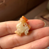 A-Grade Natural Orangey Red Jadeite Rooster Pendant No.171381