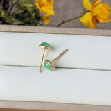 Icy A-Grade Natural Apple Green Jadeite MINI.malist Stud Earrings No. 180920