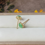 Icy A-Grade Natural Apple Green Jadeite MINI.malist Stud Earrings No. 180920