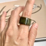 17.2mm A-Grade Natural Earthy Tone Jadeite Archer Ring Band No. 161926